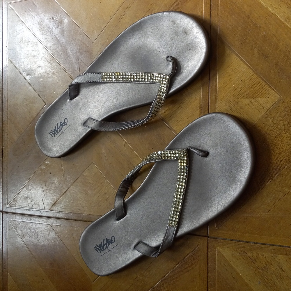 Moschino rhinestone flip flops